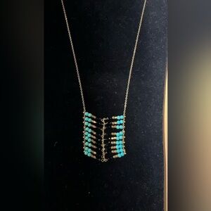 Beaded gold ,turquoise,black beaded necklace